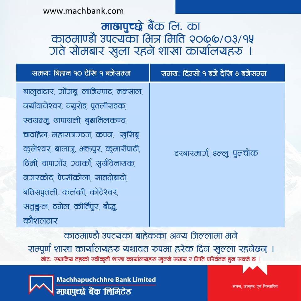Notice for branch open on June 29, 2020